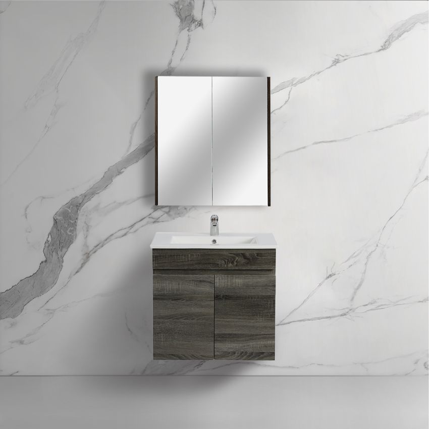 600MM Dark Grey MDF Bathroom Vanity 2 Doors Wall Hung Cabinet Only