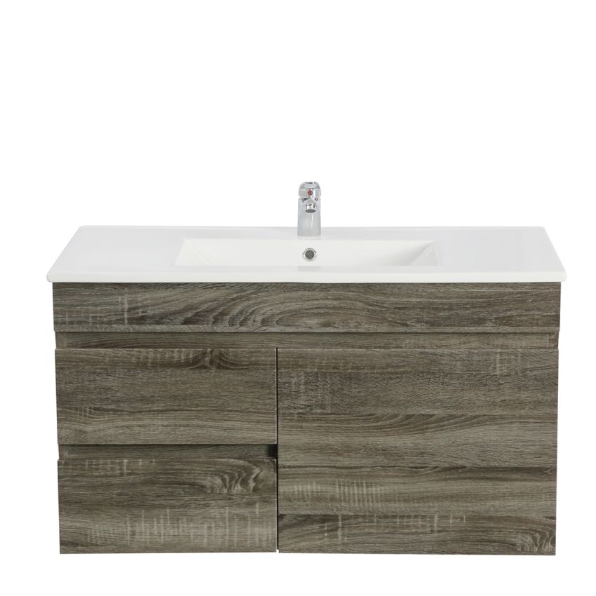 750MM Narrow Dark Grey MDF Bathroom Vanity Left Drawers Wall Hung Cabinet Only