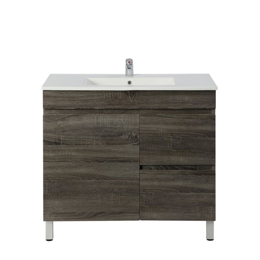 750MM Narrow Dark Grey MDF Bathroom Vanity Right Drawers Free Standing Cabinet Only