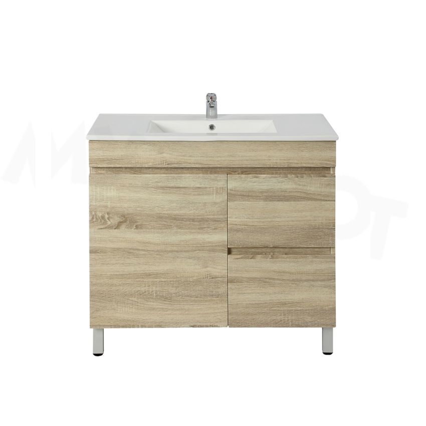 750MM Narrow White Oak MDF Bathroom Vanity Right Drawers Free Standing Cabinet Only