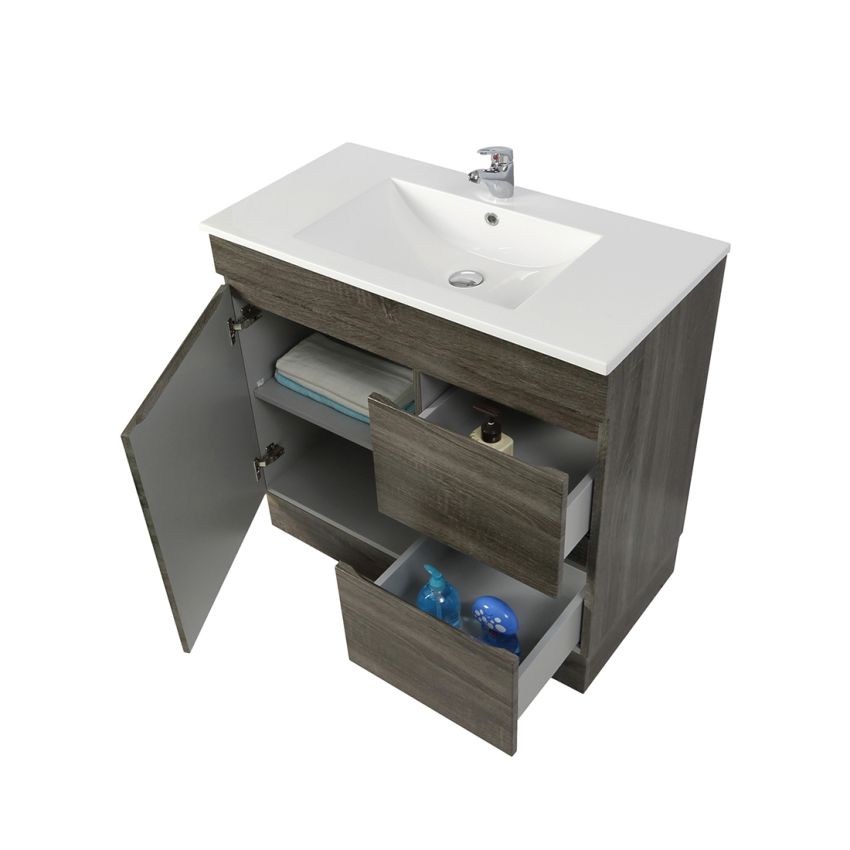 750MM Dark grey MDF Bathroom Vanity Right Drawers Free Standing Cabinet Only