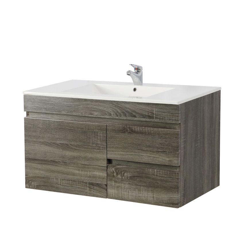 750MM Dark grey MDF Bathroom Vanity Right Drawers Wall Hung Cabinet Only