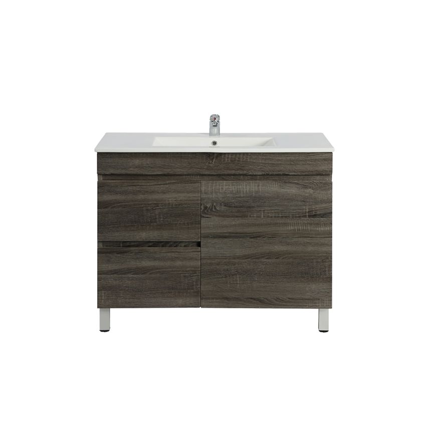 900MM Dark Grey MDF Bathroom Vanity Left Drawers Free Standing Cabinet Only