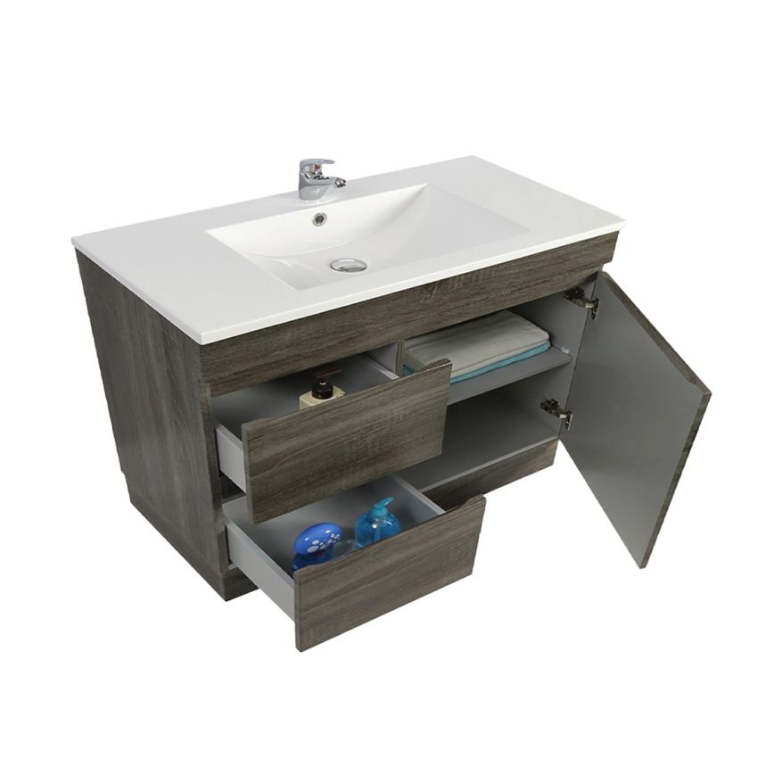 900MM Dark Grey MDF Bathroom Vanity Left Drawers Free Standing Cabinet Only