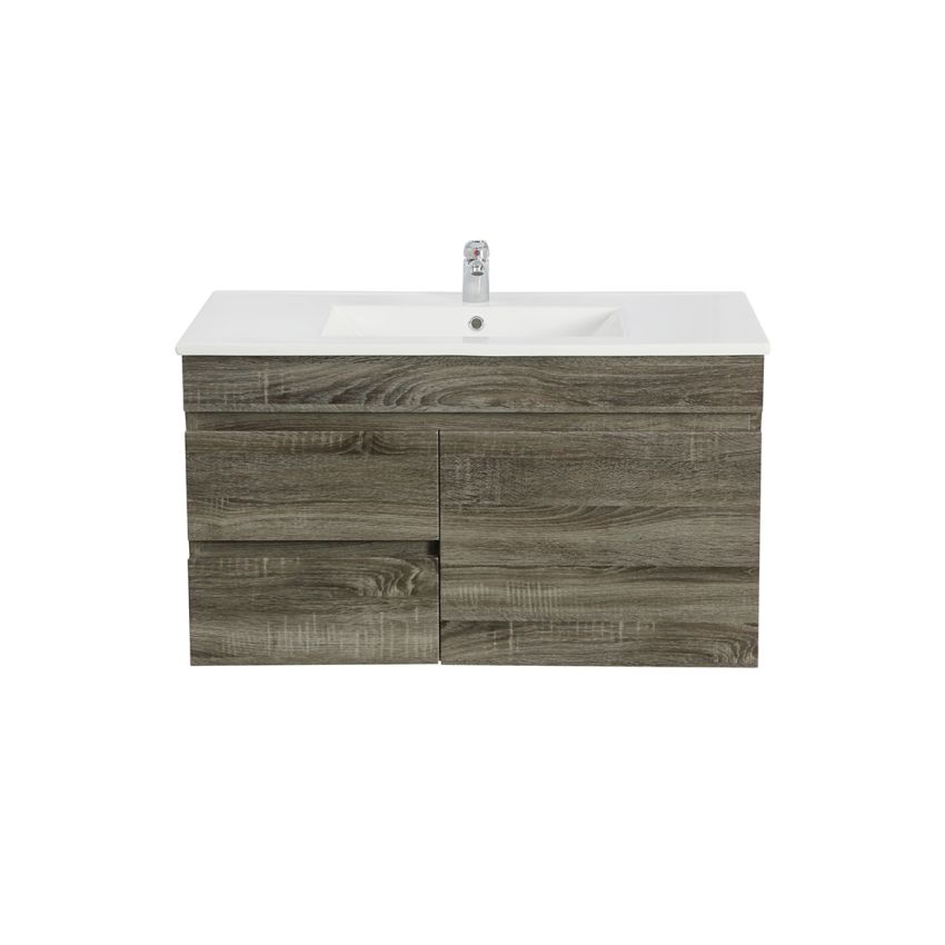 900MM Dark grey MDF Bathroom Vanity Left Drawers Wall Hung Cabinet Only