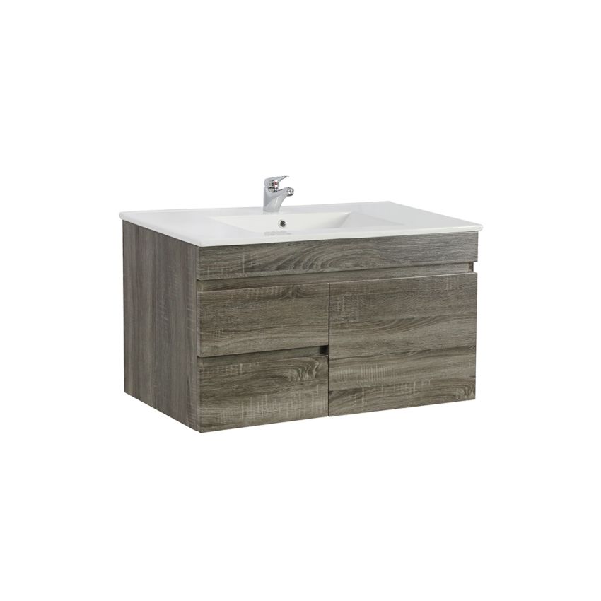 900MM Dark grey MDF Bathroom Vanity Left Drawers Wall Hung Cabinet Only