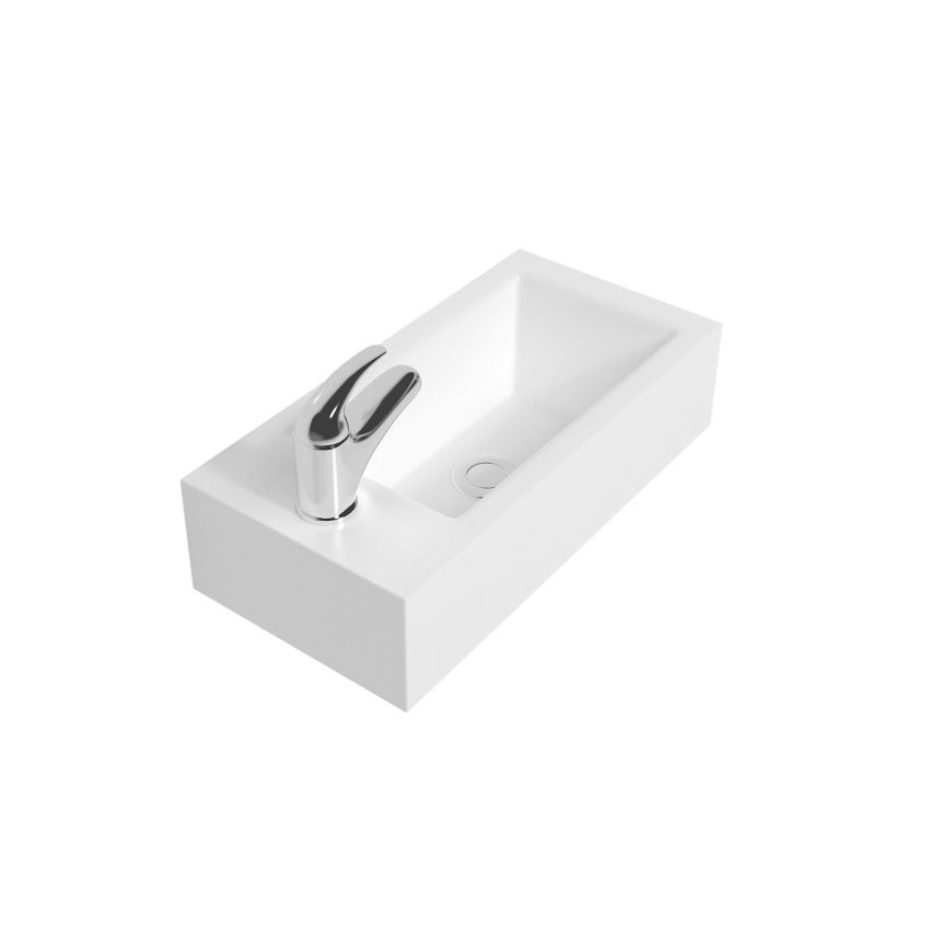 500x245x125mm Gloss White Ceramic Top with Left Tap Hole