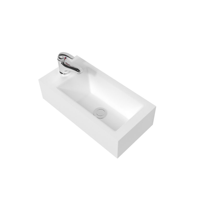 500x245x125mm Gloss White Ceramic Top with Left Tap Hole