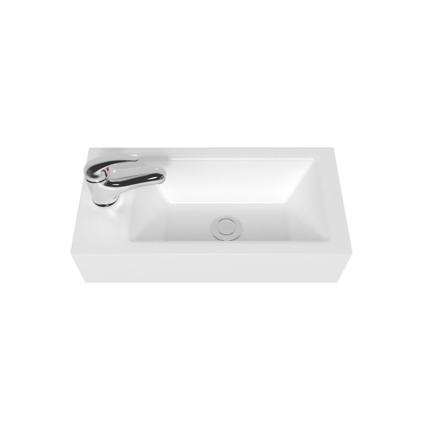 500x245x125mm Gloss White Ceramic Top with Left Tap Hole