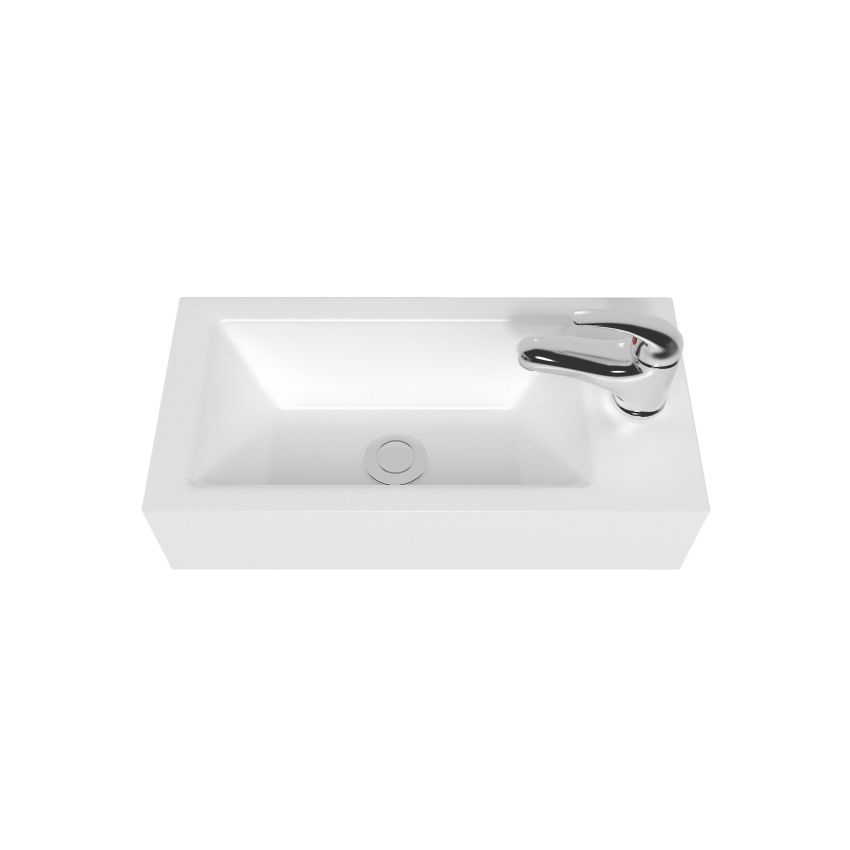 500x245x125mm Gloss White Thin Edge Ceramic Top with Right Tap Hole