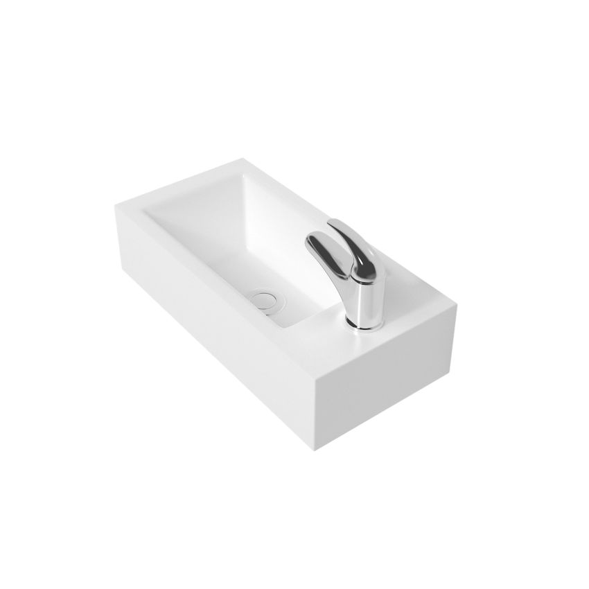 500x245x125mm Gloss White Thin Edge Ceramic Top with Right Tap Hole
