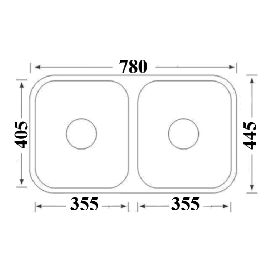 Cora Kitchen Sink Double Bowl Undermount Sink 780 x 445mm