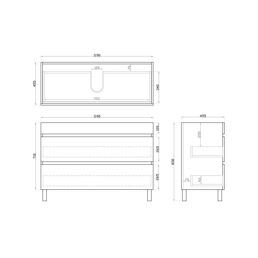 1200mm Freestanding With Legs Bathroom Vanity Dark Grey Wood Grain High density MDF board with 2 PAC finish