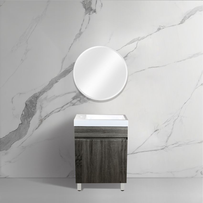 500mm Freestanding Bathroom Vanity With Legs Dark Grey Wood Grain 2 PAC Coating MDF Board