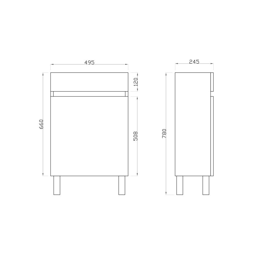 500mm Freestanding Bathroom Vanity With Legs Dark Grey Wood Grain 2 PAC Coating MDF Board