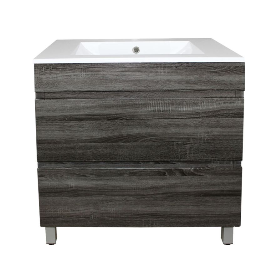 750mm Freestanding Bathroom Vanity With Legs Dark Grey Wood Grain 2 PAC Coating MDF Board