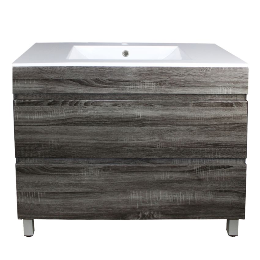 900mm Freestanding Bathroom Vanity With Legs Dark Grey Wood Grain 2 PAC Coating MDF Board
