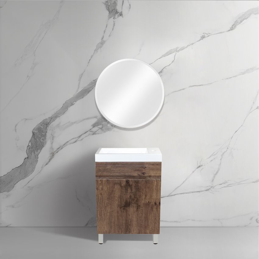 500mm Freestanding Bathroom Vanity With Legs Dark Oak Wood Grain 2 PAC Coating MDF Board