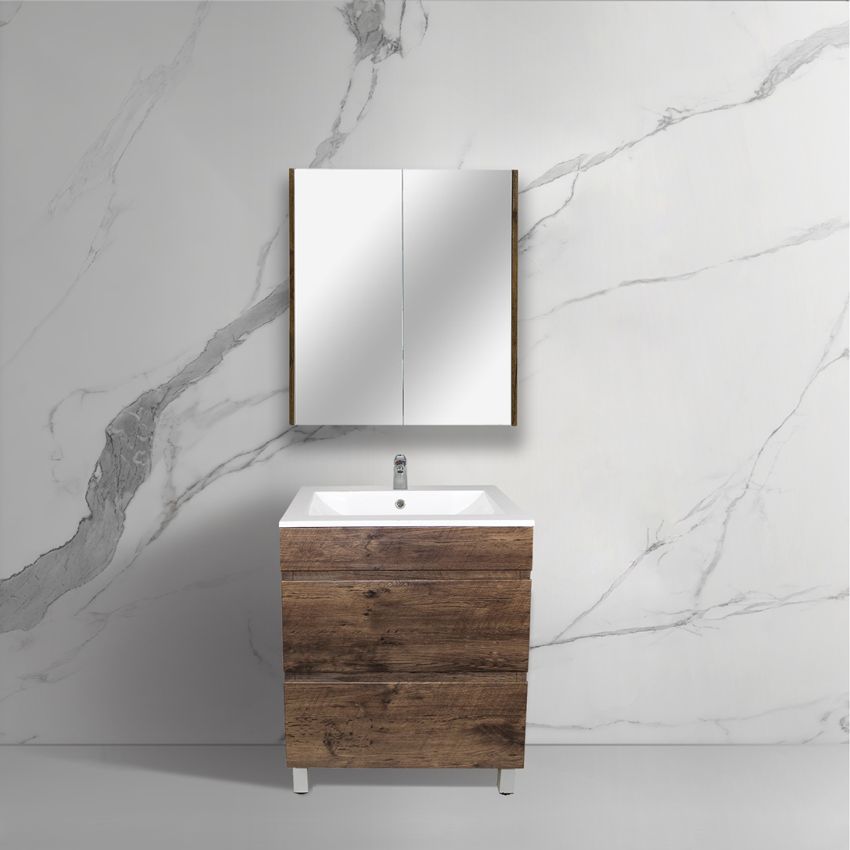 600mm Freestanding Bathroom Vanity With Legs Dark Oak Wood Grain 2 PAC Coating MDF Board
