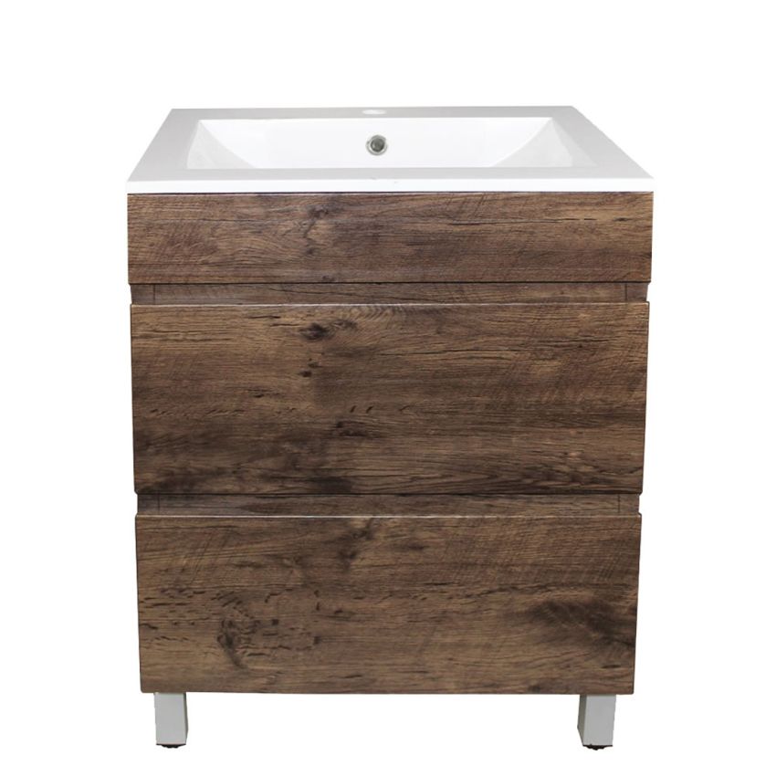 600mm Freestanding Bathroom Vanity With Legs Dark Oak Wood Grain 2 PAC Coating MDF Board