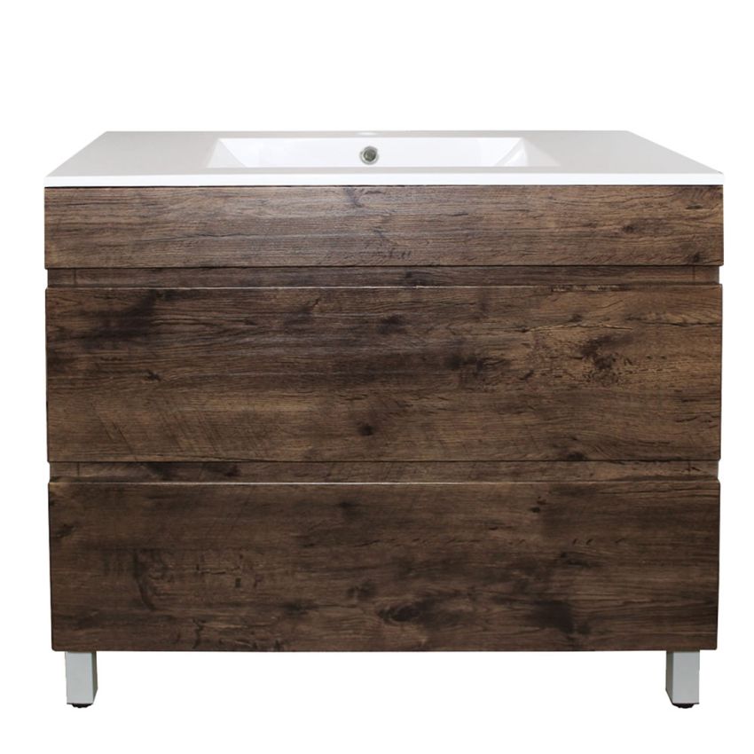 900mm Freestanding Bathroom Vanity With Legs Dark Oak Wood Grain 2 PAC Coating MDF Board
