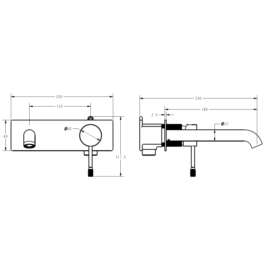 Linie Wall Basin Mixer Trim Kit Gun Metal