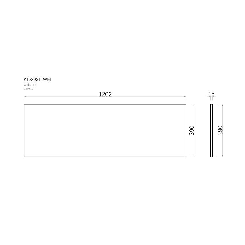 1202x390x15mm White Marble Look Sintered Stone Top Matte Finish Benchtop