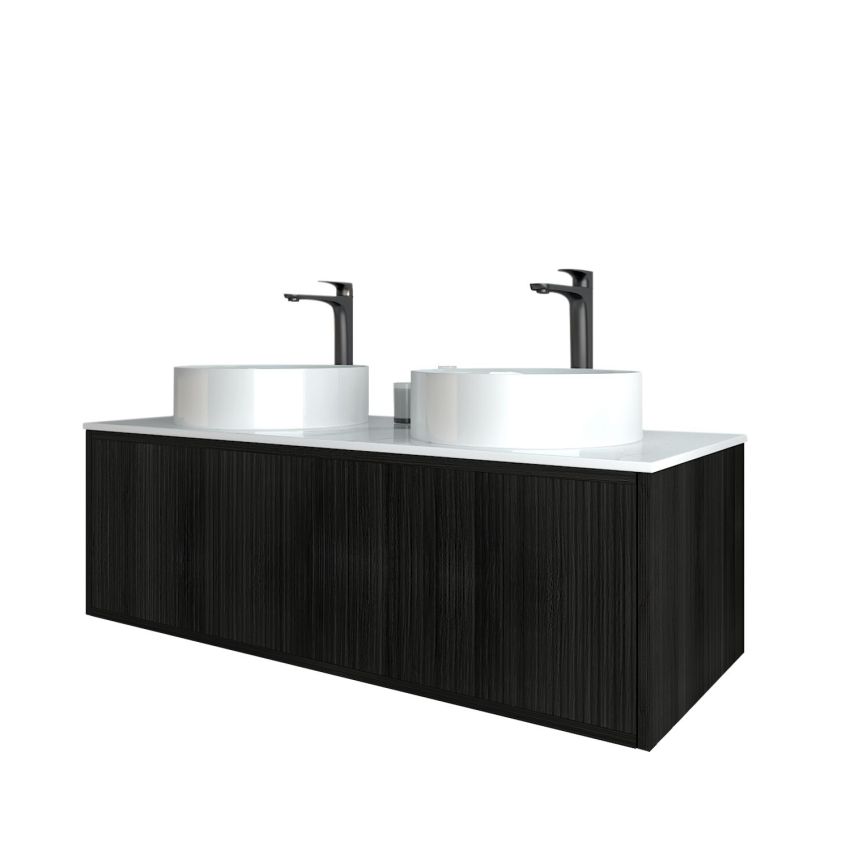 1200mm Bottega Oak Wall Hung Bathroom Vanity Left Drawer Grooved MDF Cabinet Only