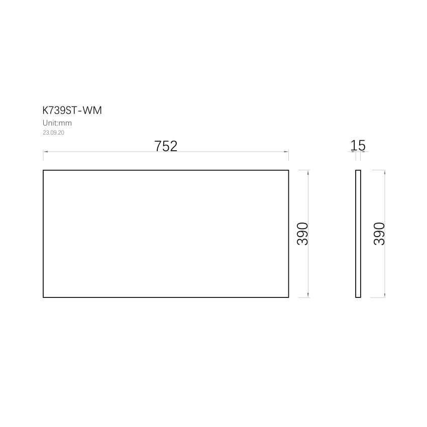 752x390x15mm White Marble Look Sintered Stone Top Matte Finish Benchtop