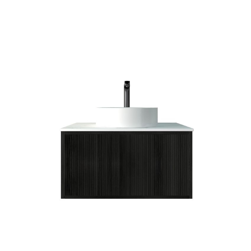 750mm Bottega Oak Wall Hung Bathroom Vanity 1 Door Grooved MDF Cabinet Only