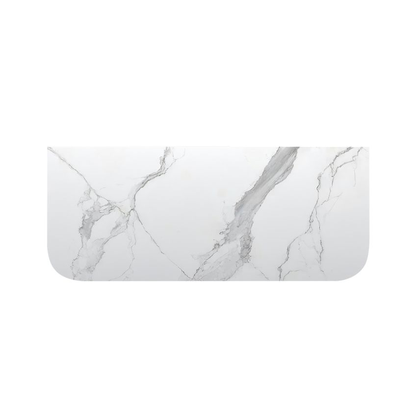 1204x503x15mm White Marble Look Sintered Stone Top Matte Finish Rounded Corner Benchtop