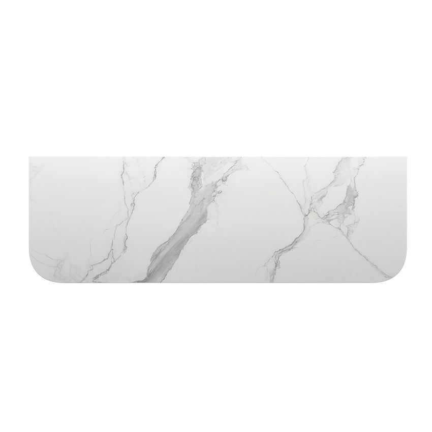 1508x503x15mm White Marble Look Sintered Stone Top Matte Finish Rounded Corner Benchtop