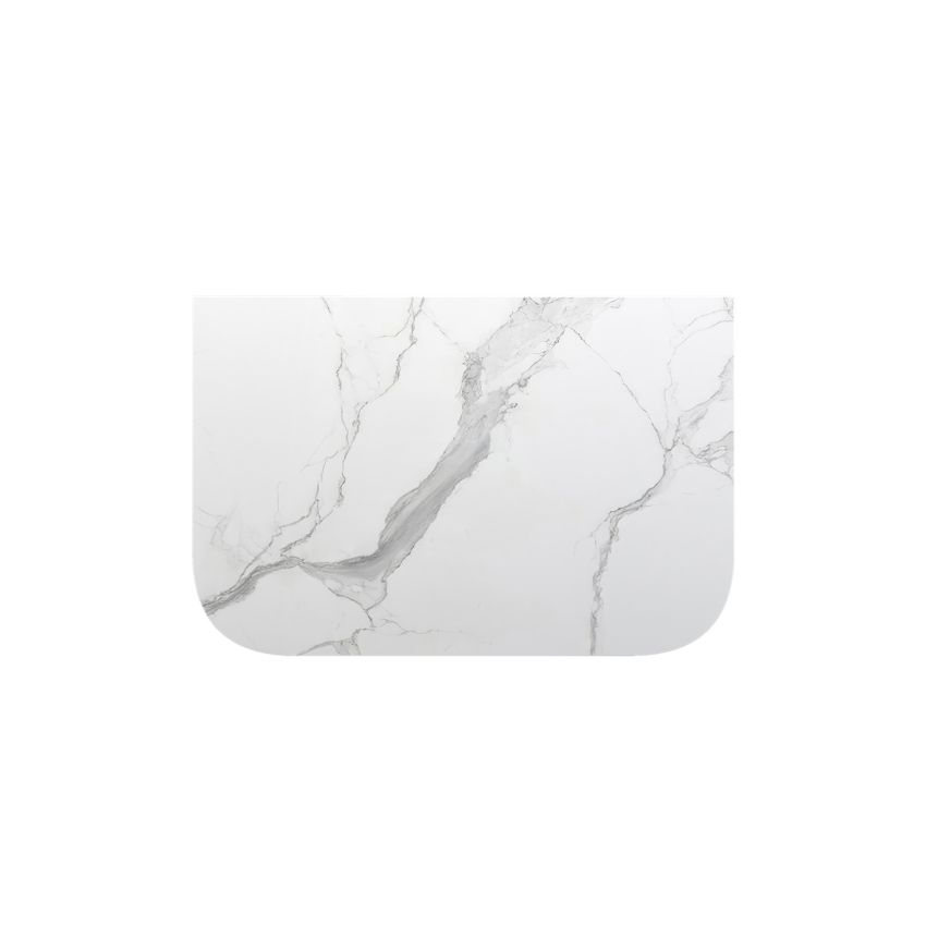 758x503x15mm White Marble Look Sintered Stone Top Matte Finish Rounded Corner Benchtop