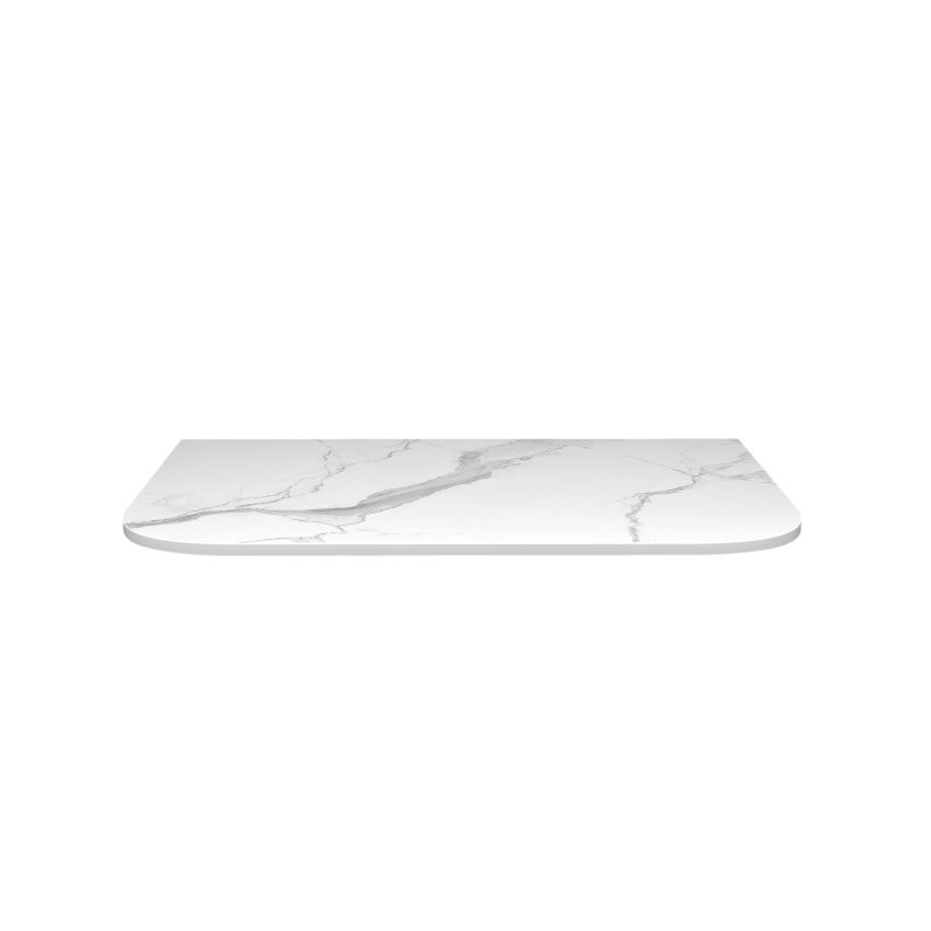 758x503x15mm White Marble Look Sintered Stone Top Matte Finish Rounded Corner Benchtop