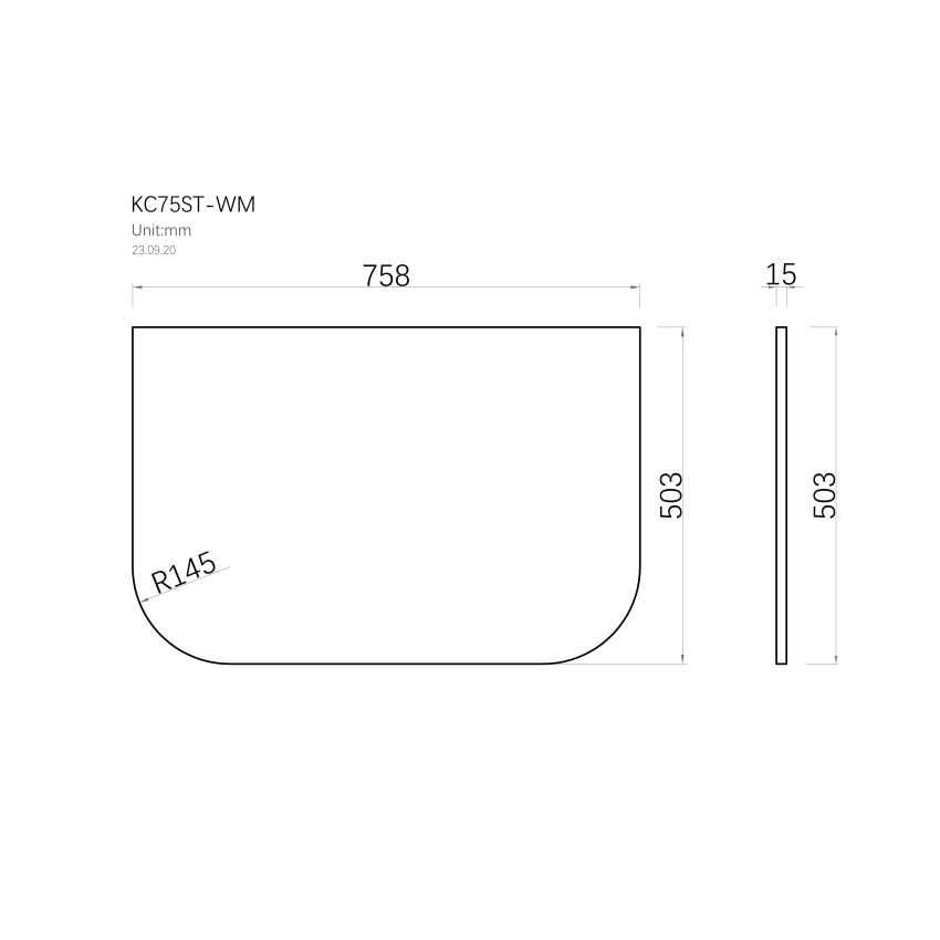 758x503x15mm White Marble Look Sintered Stone Top Matte Finish Rounded Corner Benchtop