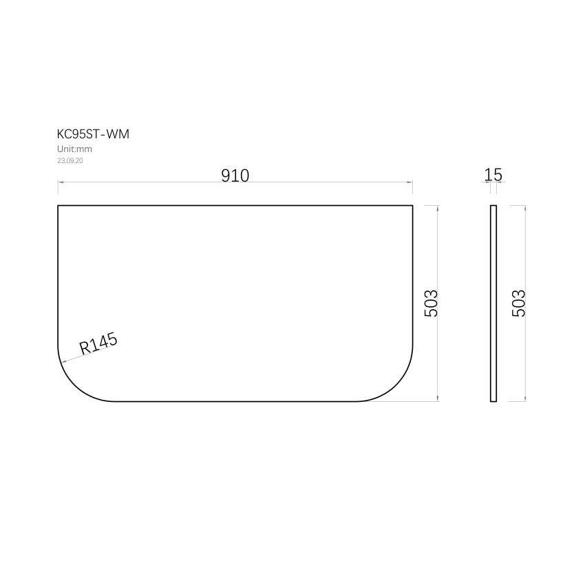 910x503x15mm White Marble Look Sintered Stone Top Matte Finish Rounded Corner Benchtop