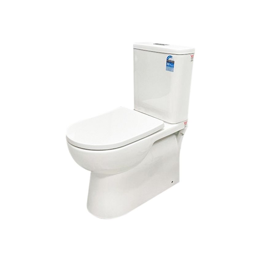 Moi Gloss White Back To Wall Toilet Suite with Slim PP Seat Cover & Bottom Inlet Cistern Rimless Flushing Two Piece Toilet