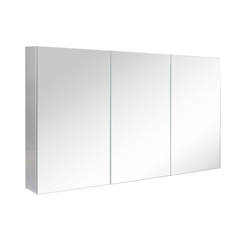 1200mm Wall Hung MDF Pencil Edge Gloss White Mirror Door Storage Shaving Cabinet