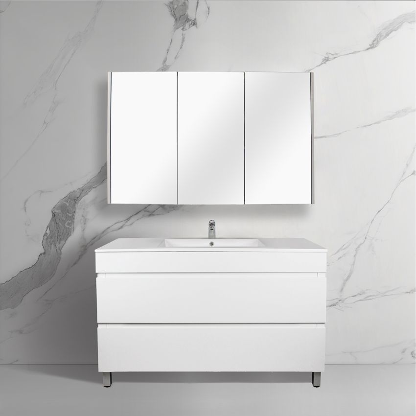 1200mm Freestanding With Legs Bathroom Vanity Matte White Finish High density Cabinet Only with 2 PAC finish