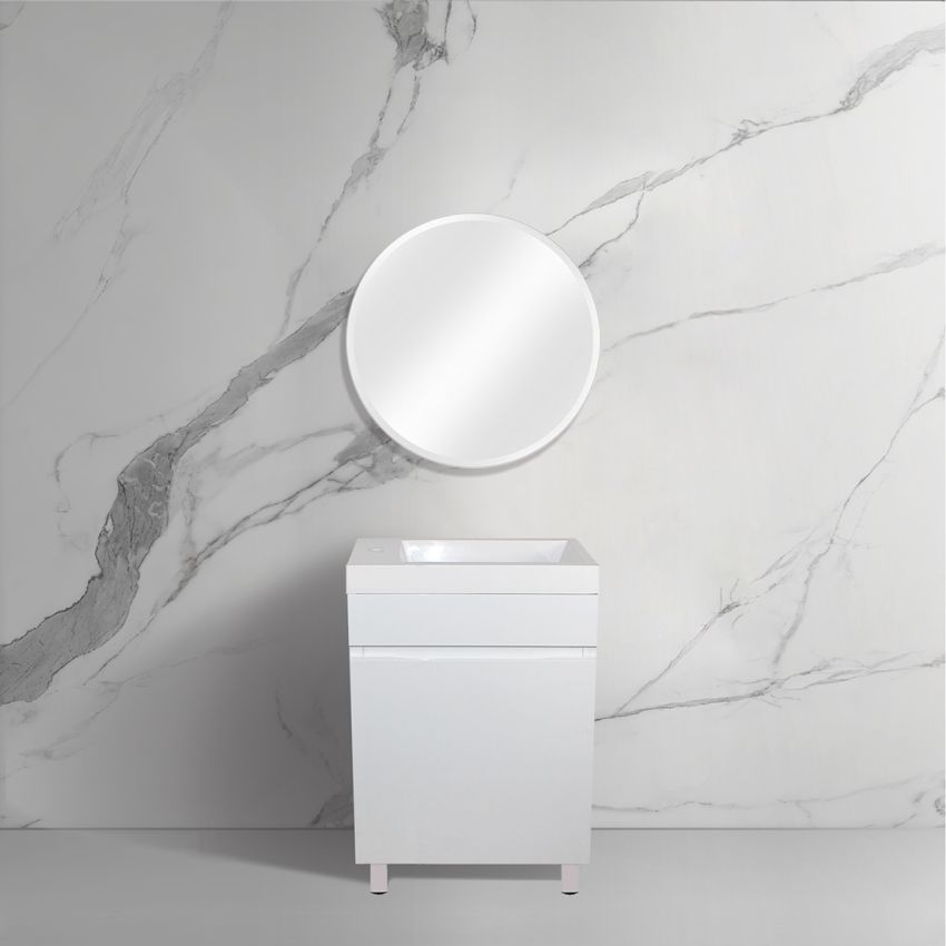 500mm Freestanding Bathroom Vanity With Legs Matte White Finish PVC Vacuum Filmed Cabinet Only