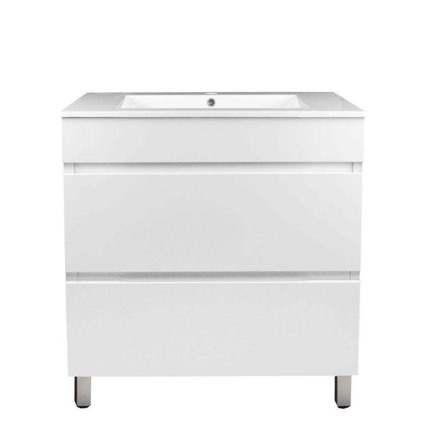 750mm Freestanding Bathroom Vanity With Legs Matte White Finish PVC Vacuum Filmed Cabinet Only