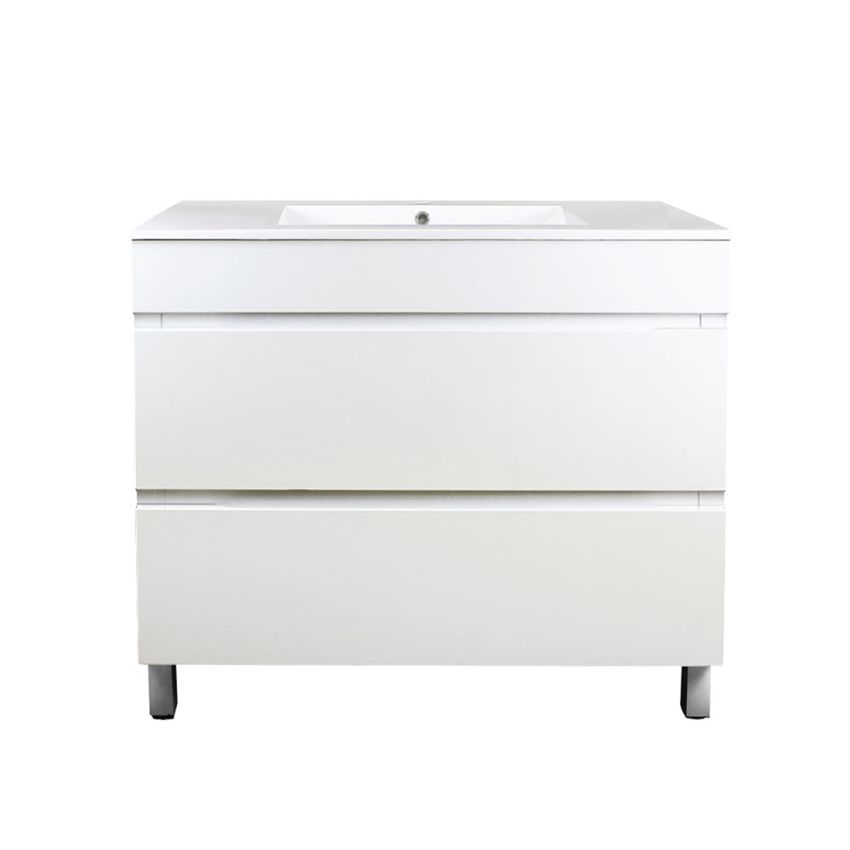 900mm Freestanding With Legs Bathroom Vanity Matte White Finish High density Cabinet Only with 2 PAC finish
