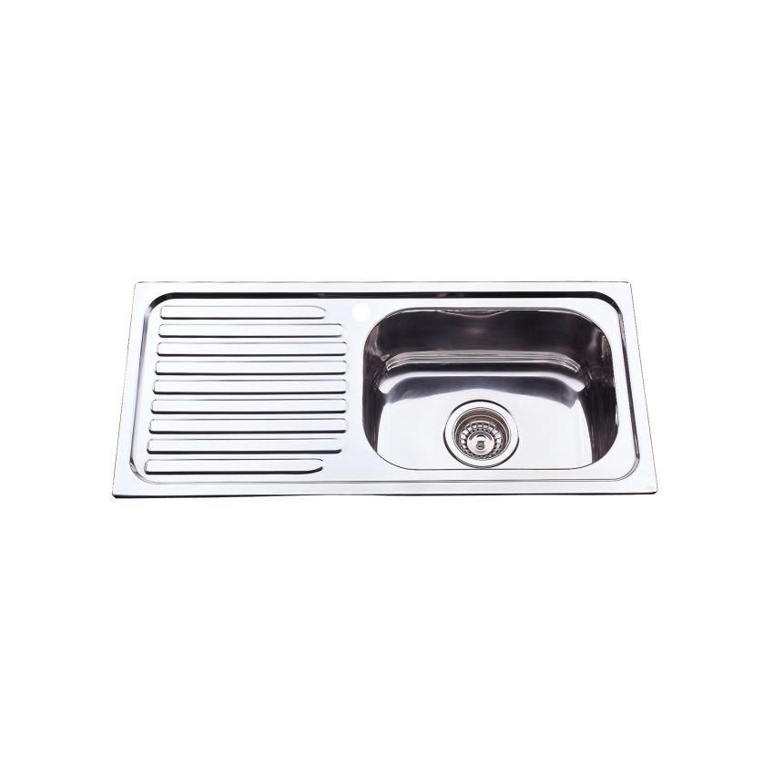 Eden Single Bowl & Single Drainer Kitchen Sink 765 x 365mm Right Hand Bowl