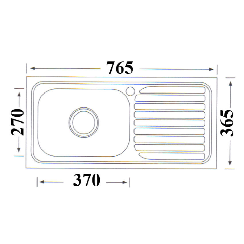 Eden Single Bowl & Single Drainer Kitchen Sink 765 x 365mm Right Hand Bowl