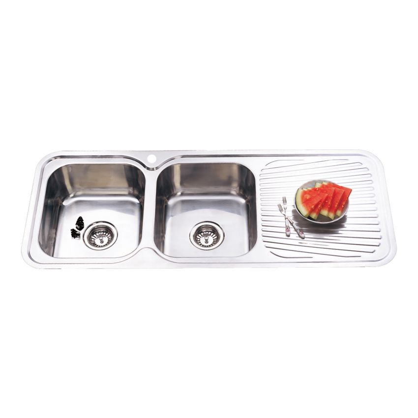 Cora Double Bowl & Single Drainer Kitchen Sink 1180 x 480mm Left Hand Bowl