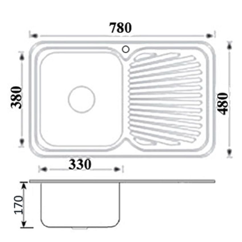Cora Single Bowl & Single Drainer Kitchen Sink 780 x 480mm Left Hand Bowl