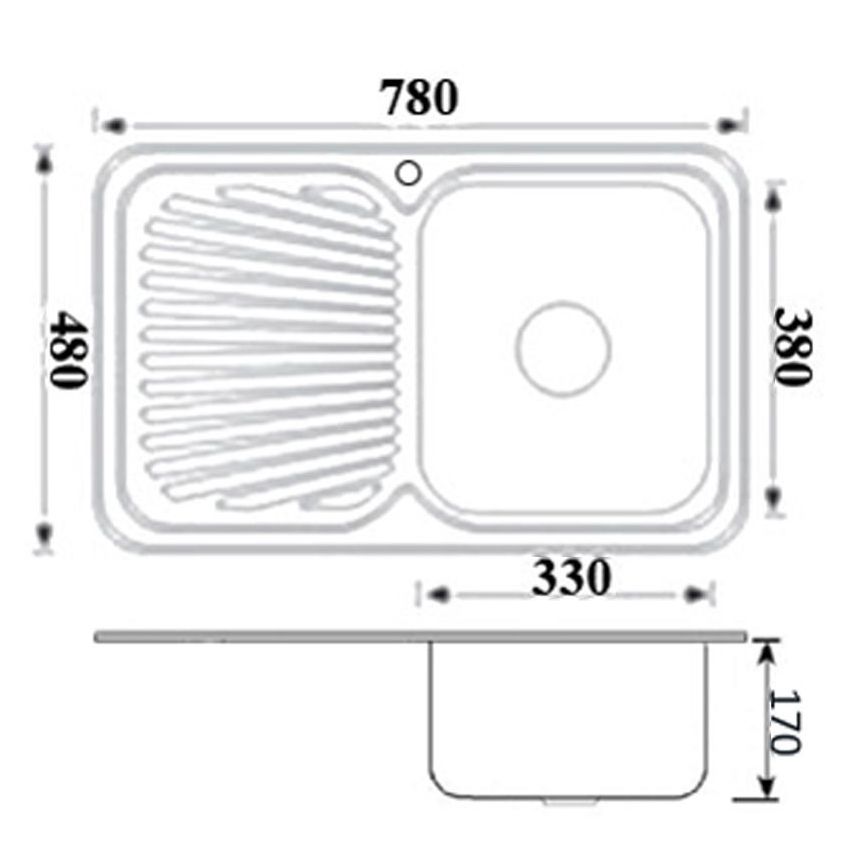 Cora Single Bowl & Single Drainer Kitchen Sink 780 x 480mm Right Hand Bowl