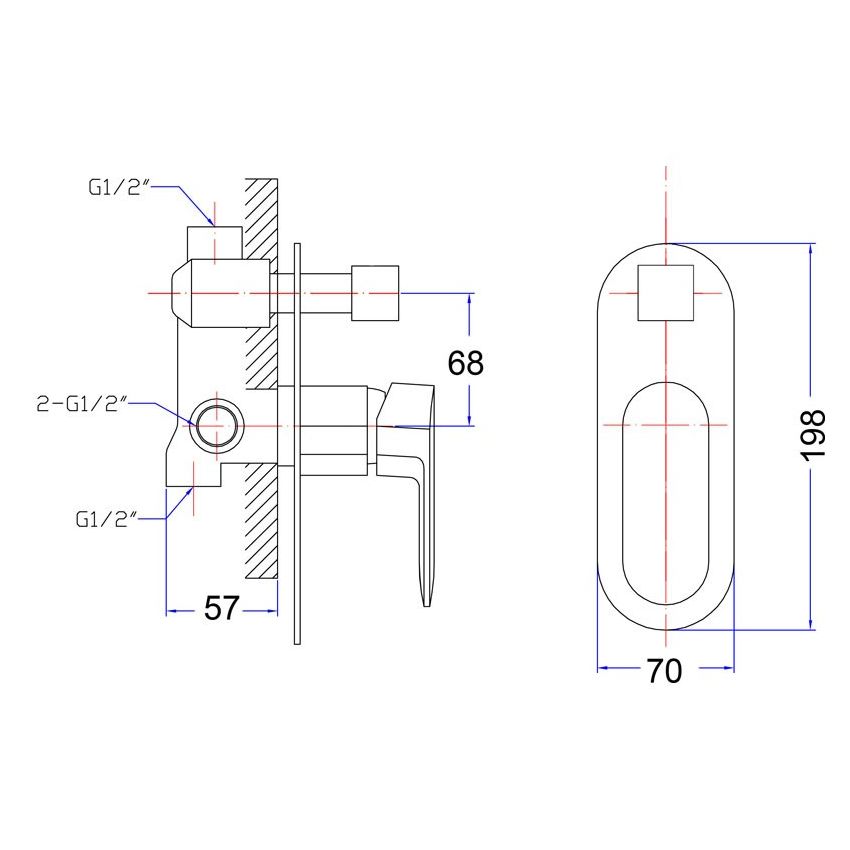 Cora Diverter Wall Mixer Chrome
