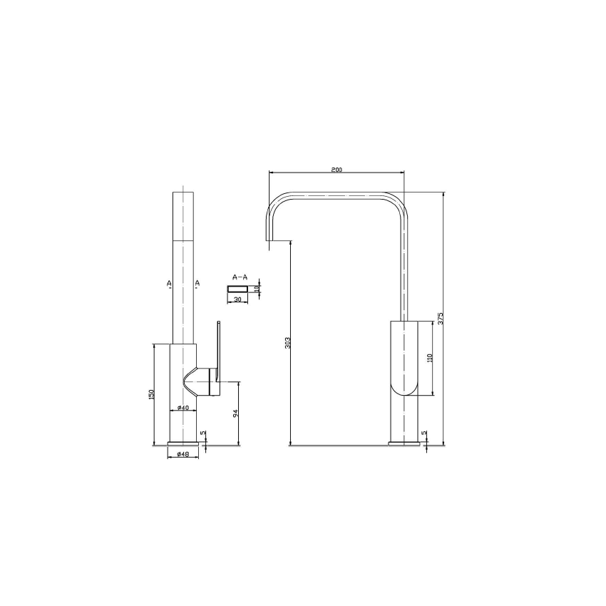 Ruki Sink Mixer Matt Black