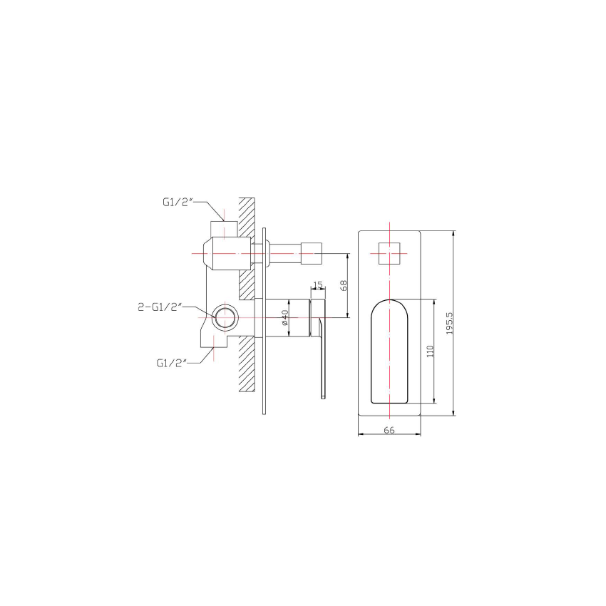 Ruki Wall Mixer with Diverter Chrome